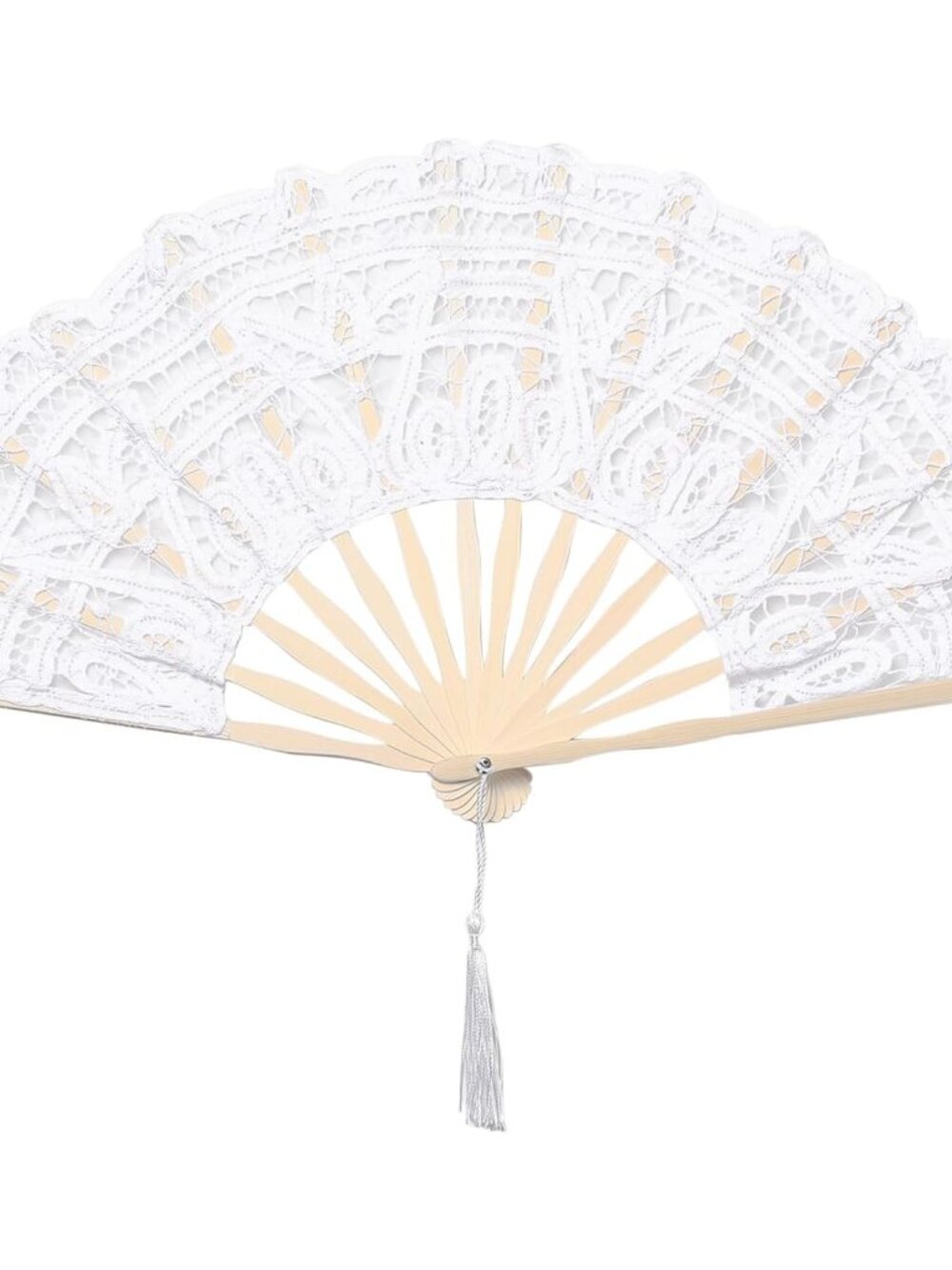 Cotton Lace Folding Hand Fan, Bamboo Wedding Dance Party Decor